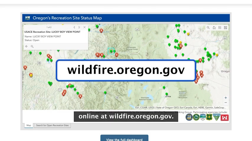 Oregon Recreation Site Status Map